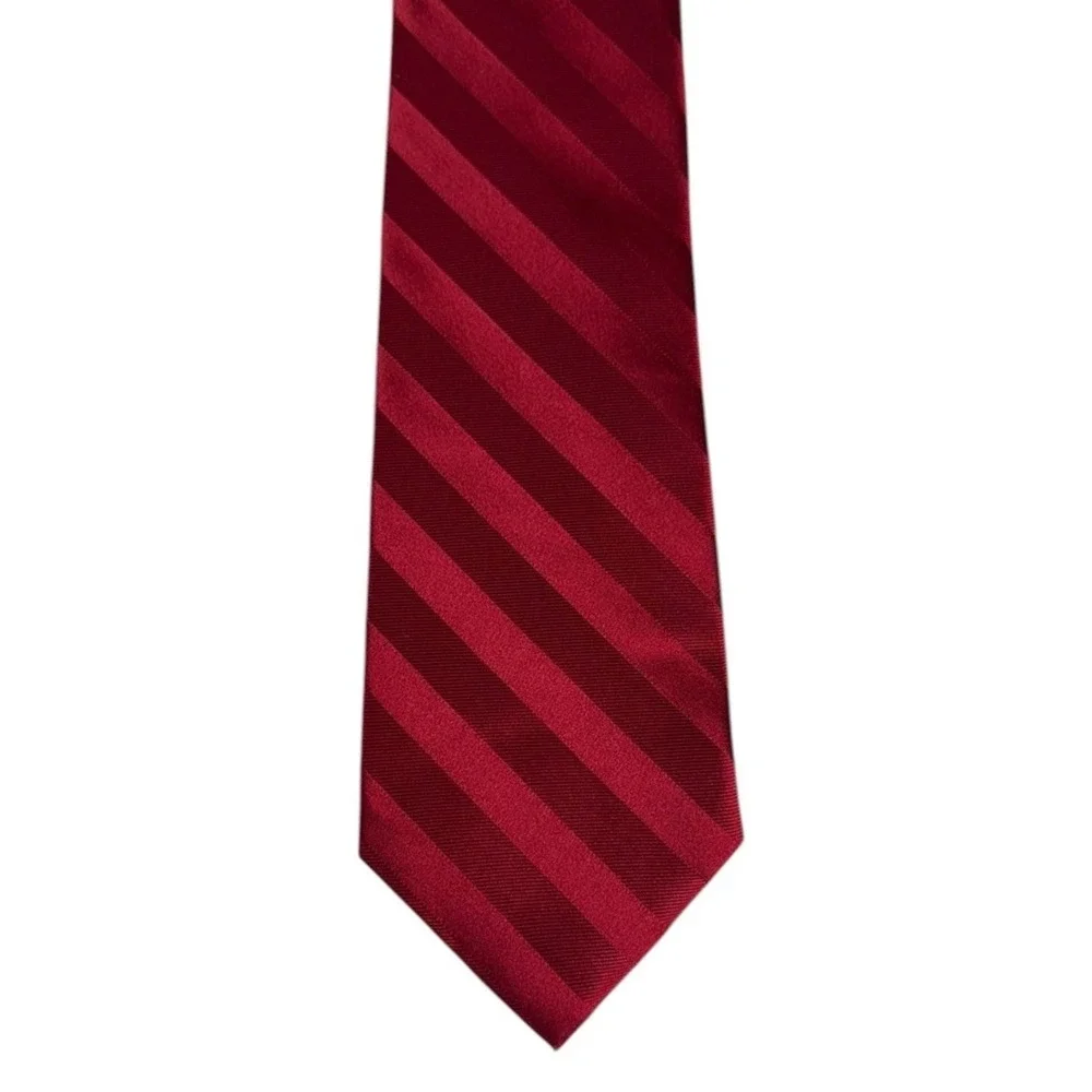 Croft & Barrow Mens Silk Tie Red‎ Striped Quiet Luxury Old Money Retro Preppy